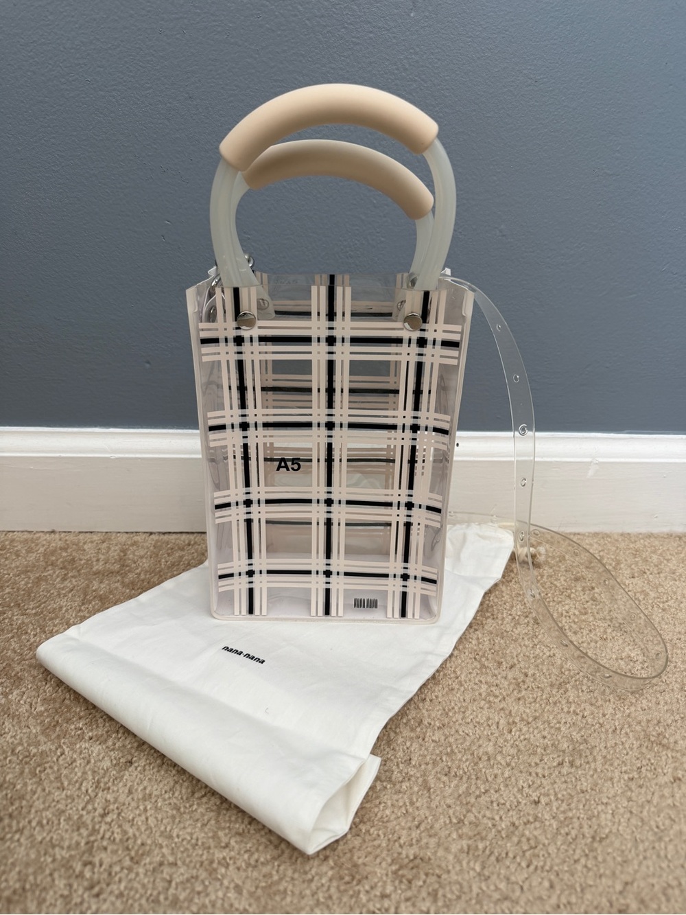 Nana Nana A5 Plaid/ Check PVC crossbody Bag with Handles